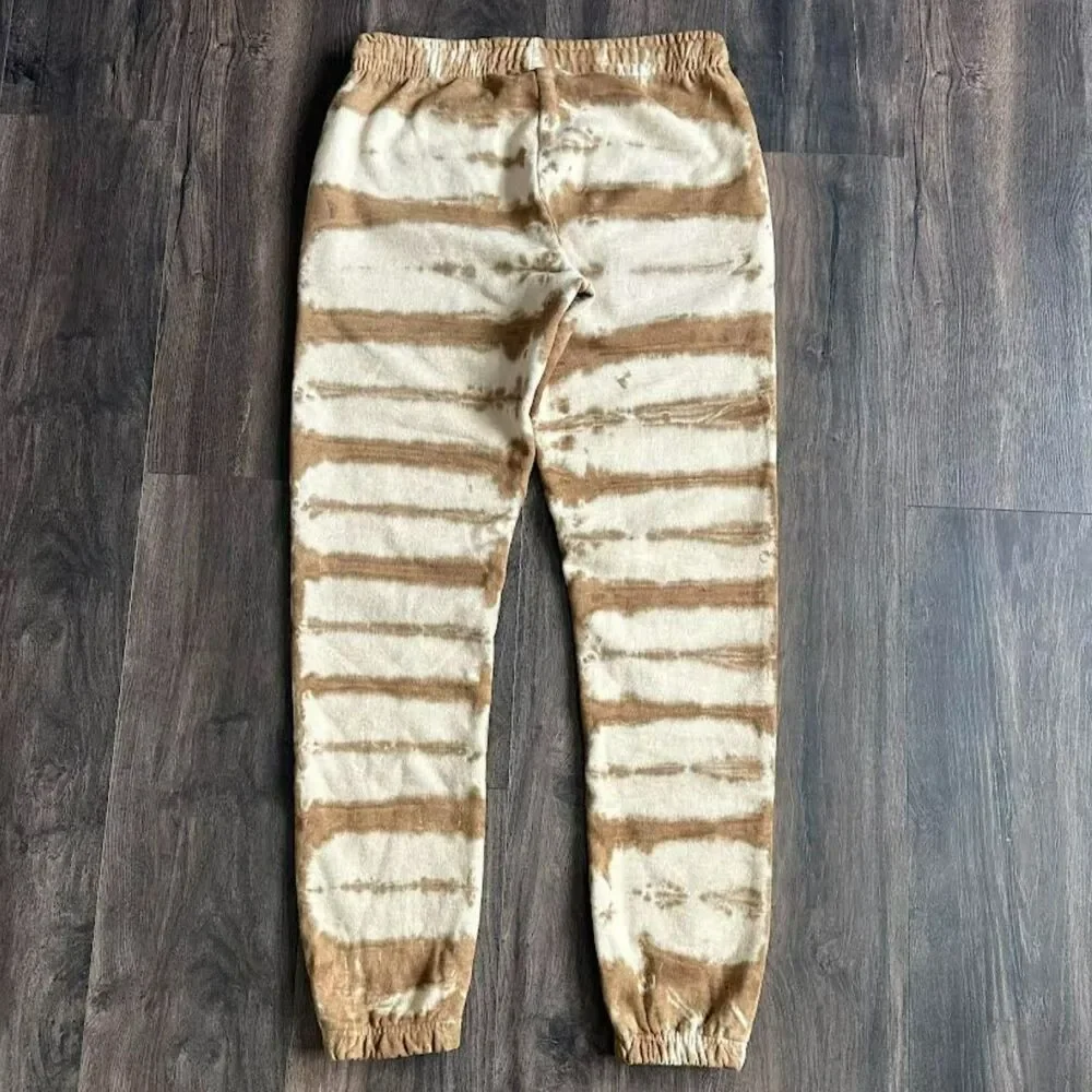 Talentless Tiger Tie Dye Premium Sweat Pants Thick Joggers Tan Cream Size Small - Picture 5 of 8